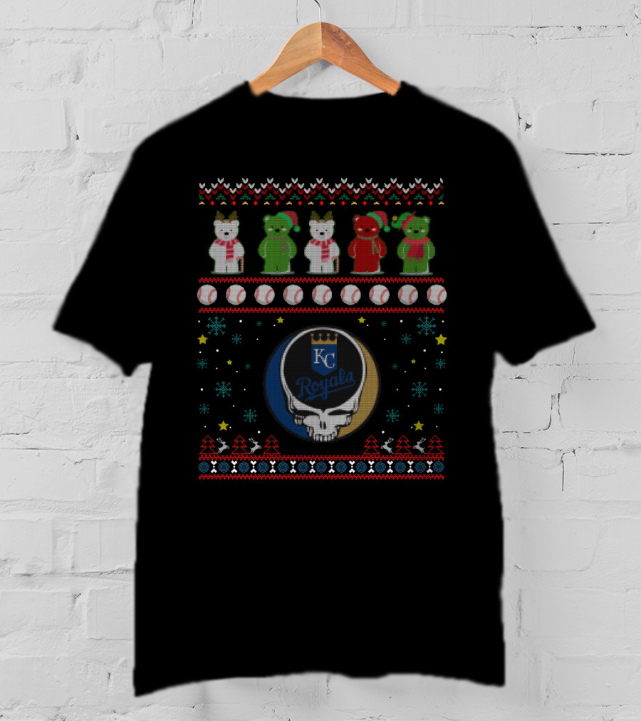 Kansas City Royals Grateful Dead Bears Festive Baseball T-Shirt