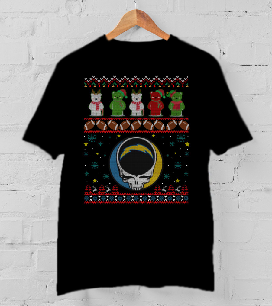 La Chargers Bears Grateful Dead Christmas Football Skullfest Holiday T-Shirt