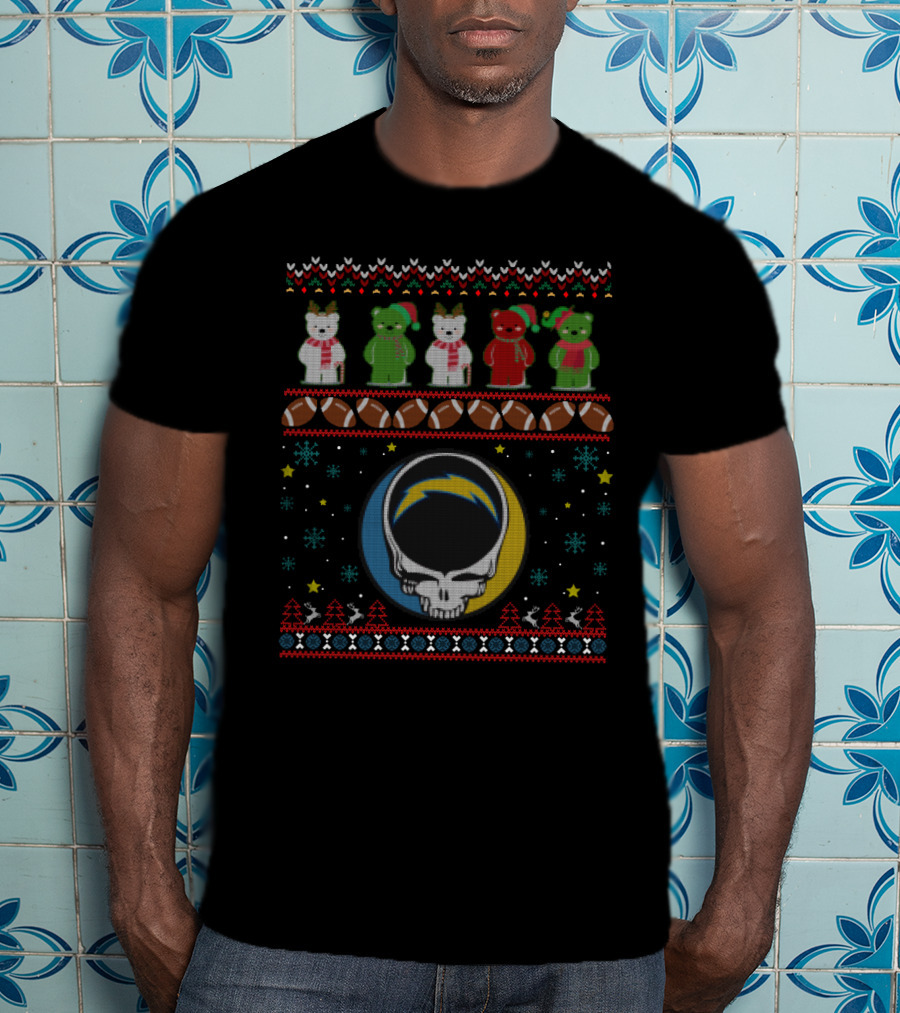 La Chargers Bears Grateful Dead Christmas Football Skullfest Holiday T-Shirt