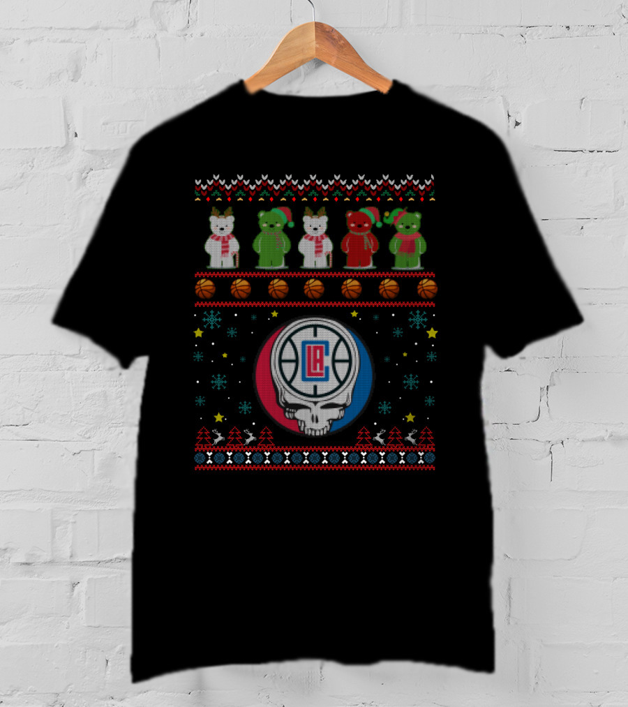 La Clippers Grateful Dead Bears Christmas Ugly T-Shirt