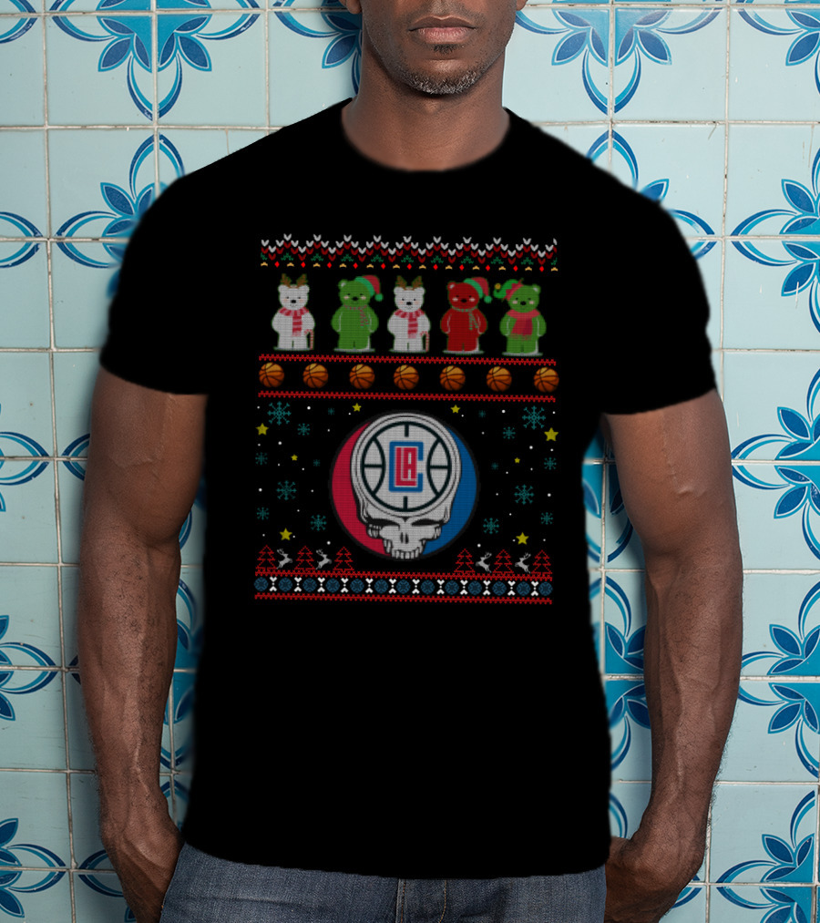 La Clippers Grateful Dead Bears Christmas Ugly T-Shirt
