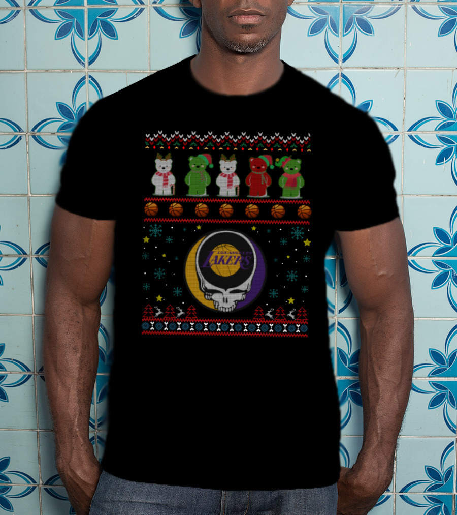 Los Angeles Lakers Grateful Dead Bears Christmas T-Shirt