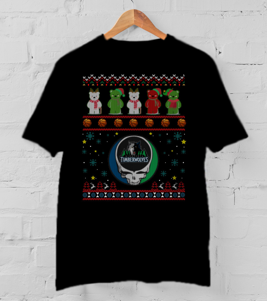 Grateful Dead Timberwolves Christmas Bears Holiday T-Shirt