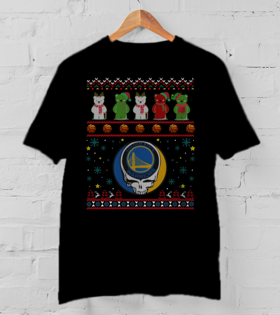 Golden State Warriors Grateful Dead Bears Christmas Ugly T-Shirt