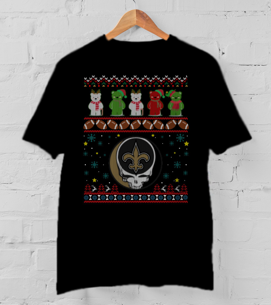 New Orleans Saints Grateful Dead Bears Christmas T-Shirt