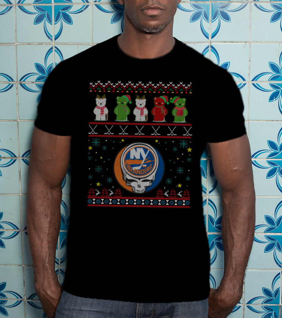 New York Islanders Grateful Dead Bears Holiday T-Shirt