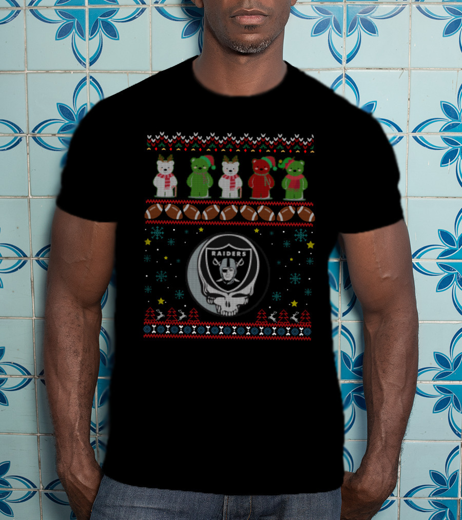Oakland Raiders Grateful Dead Bears Christmas T-Shirt