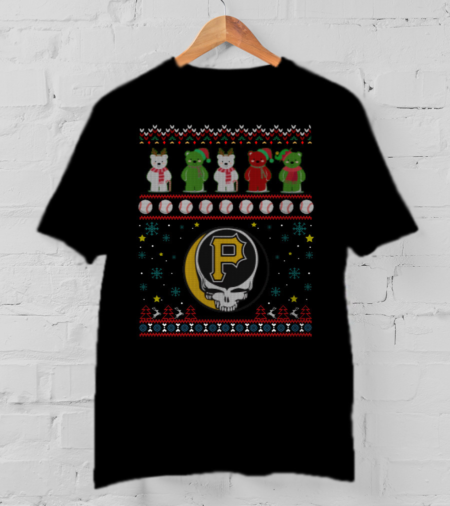 Pittsburgh Pirates Grateful Dead Bears Ugly Christmas T-Shirt