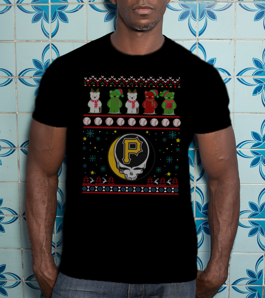 Pittsburgh Pirates Grateful Dead Bears Ugly Christmas T-Shirt
