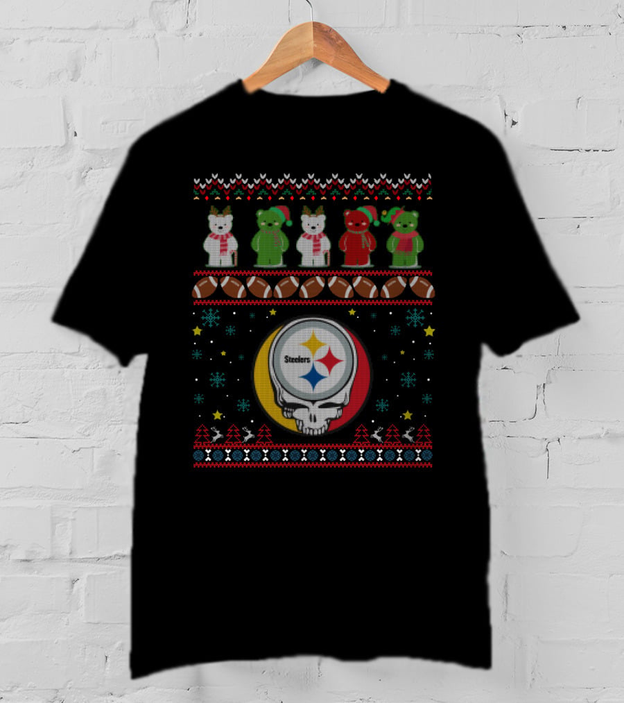 Pittsburgh Steelers Grateful Dead Bears Christmas Holiday T-Shirt
