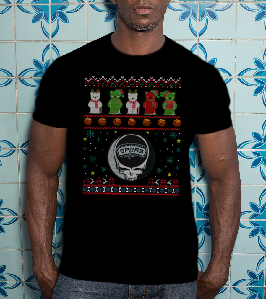San Antonio Spurs Grateful Dead Bears Christmas T-Shirt