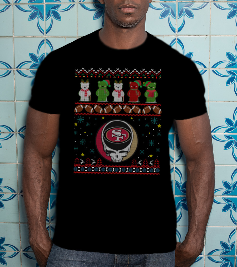San Francisco 49ers Grateful Dead Bears Christmas T-Shirt