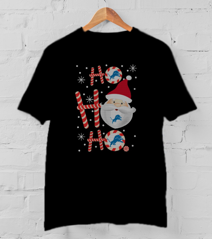 Santa Ho Ho Ho Xmas For Detroit Lions Fans Football Holiday Spirit T-Shirt