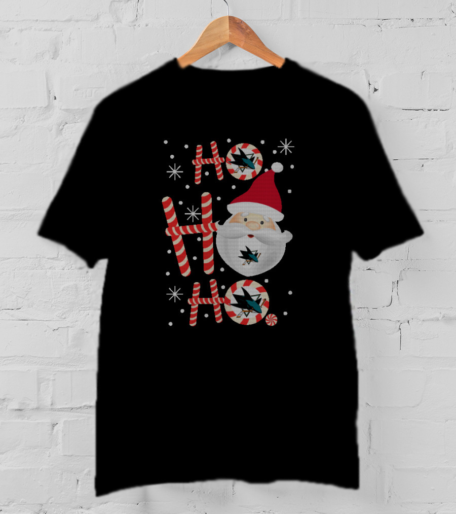 Santa Ho Ho Ho San Jose Sharks Christmas Fans T-Shirt