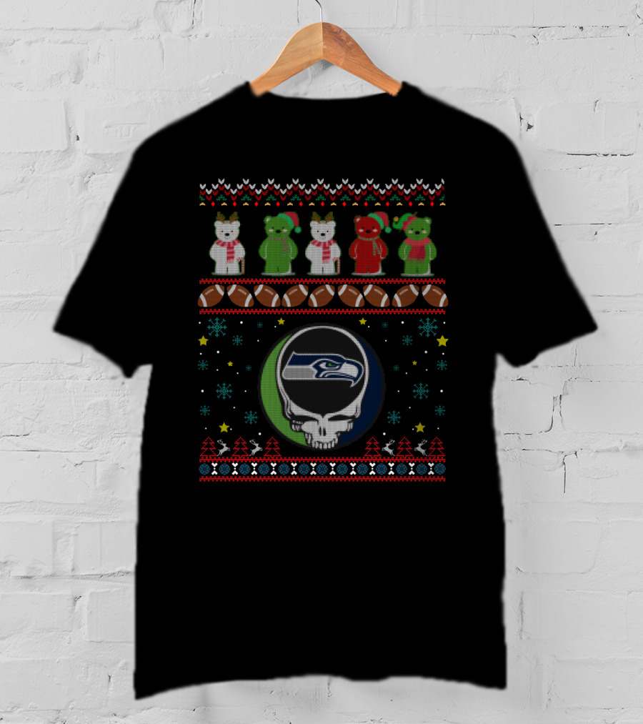 Seattle Seahawks Grateful Dead Bears Christmas T-Shirt