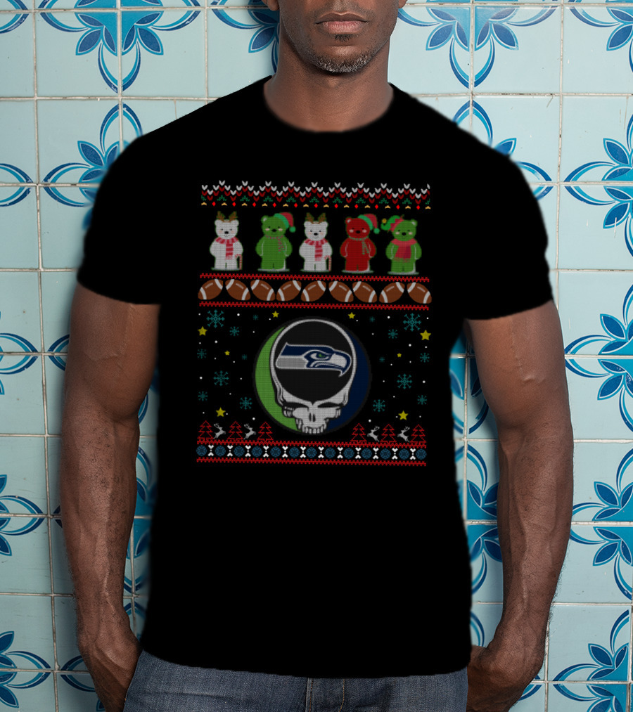 Seattle Seahawks Grateful Dead Bears Christmas T-Shirt