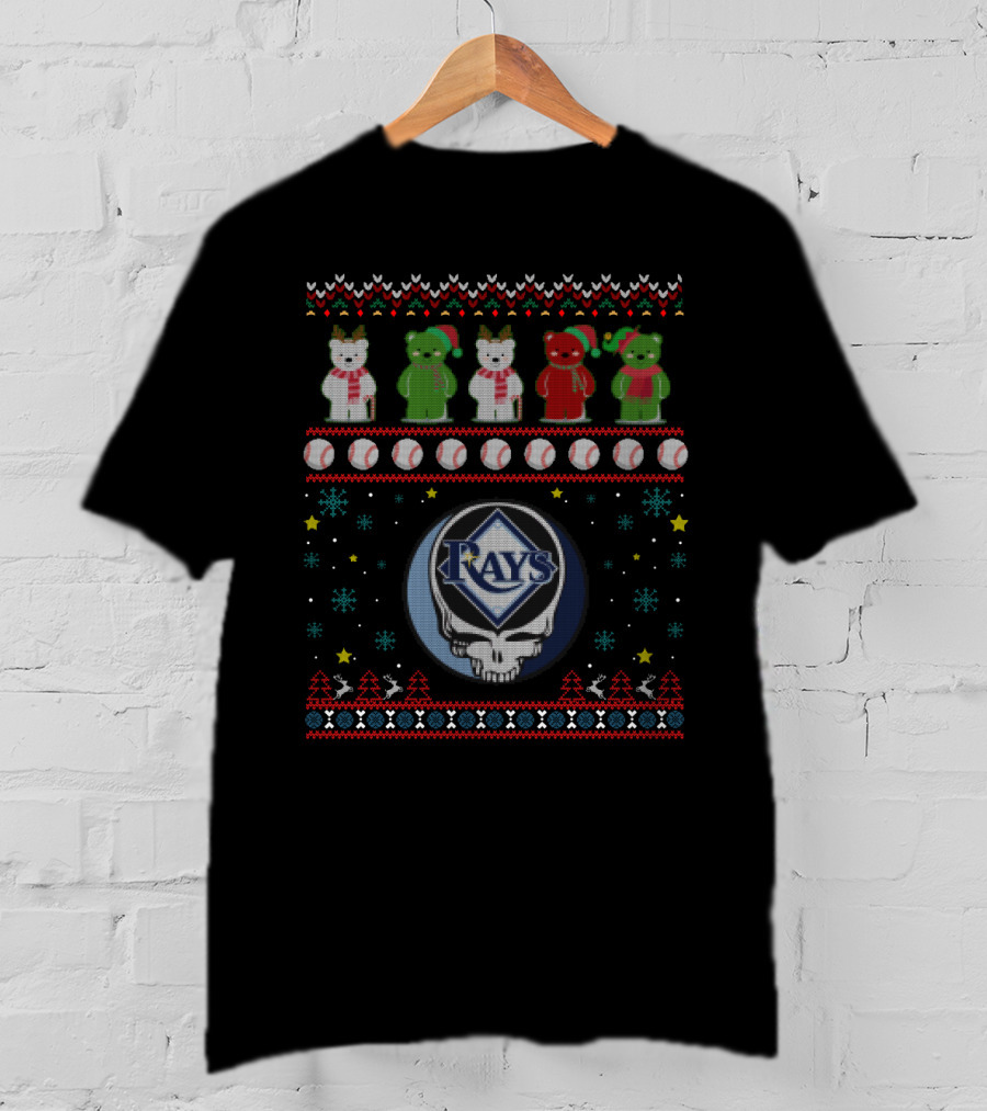 Tampa Bay Rays Grateful Dead Bears Baseball Christmas Themed T-Shirt