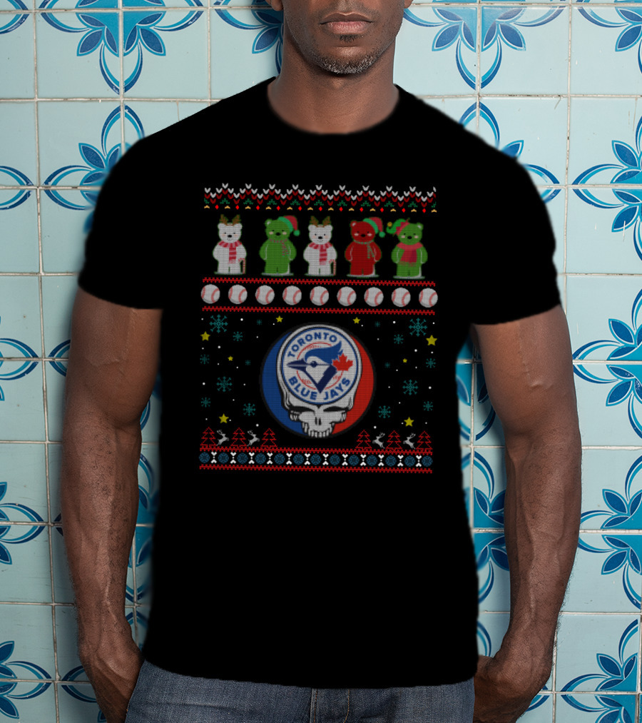 Toronto Blue Jays Grateful Dead Bears Festive Baseball Holiday T-Shirt