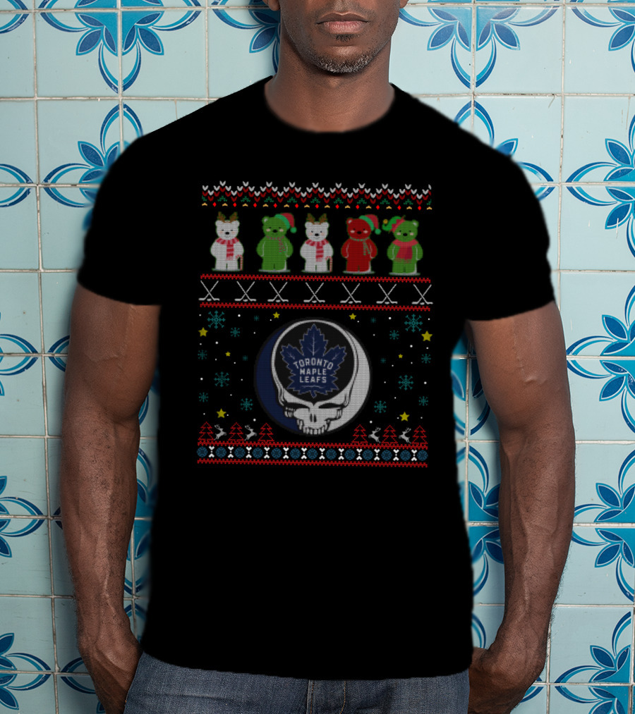 Toronto Maple Leafs Grateful Dead Bears Winter Holiday Themed T-Shirt