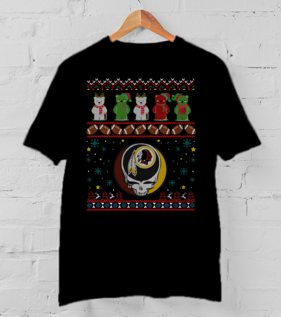 Washington Redskins Grateful Dead Bears Christmas Sweater Nfl T-Shirt