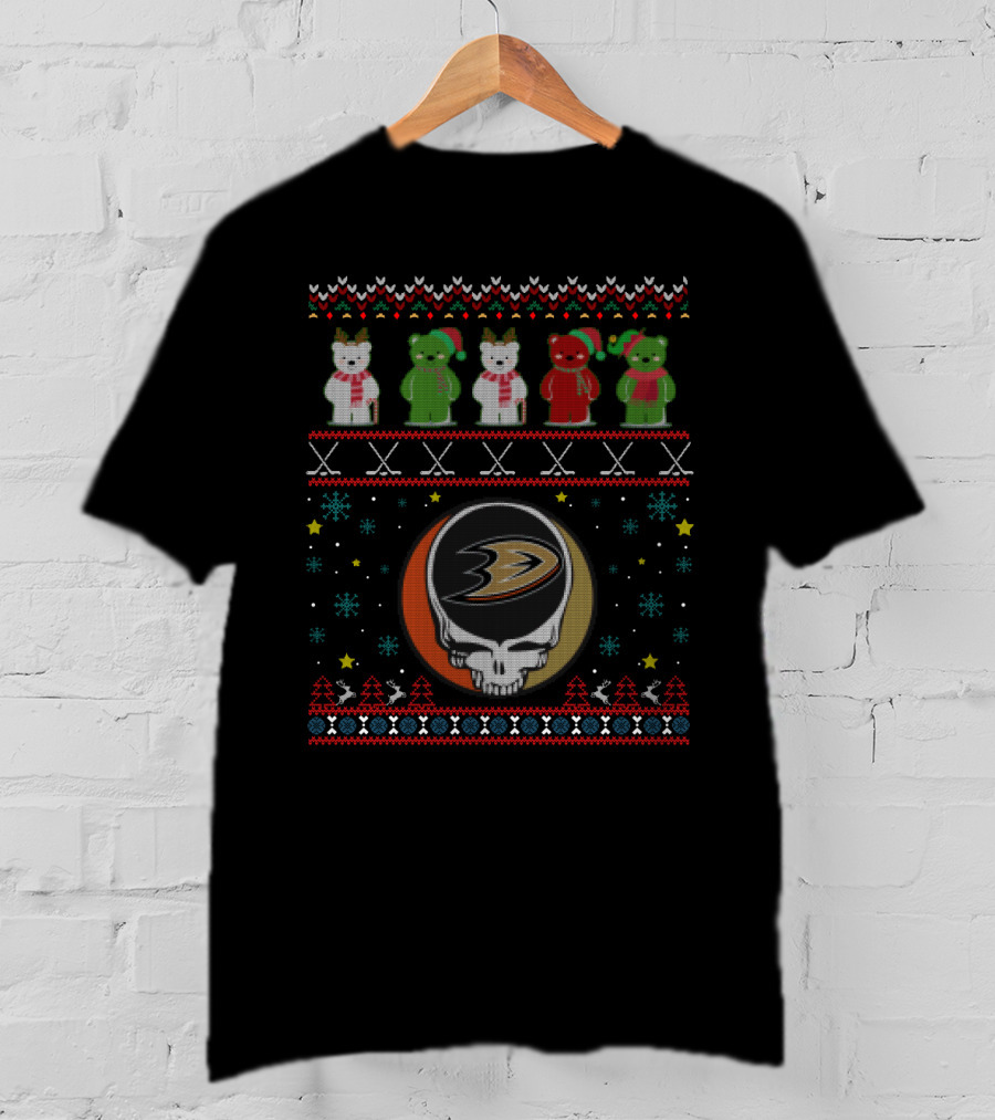 Anaheim Ducks Grateful Dead Bears Holiday T-Shirt