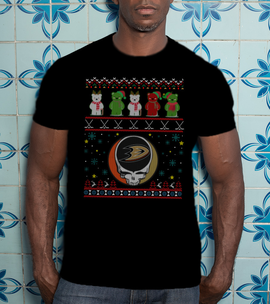 Anaheim Ducks Grateful Dead Bears Holiday T-Shirt