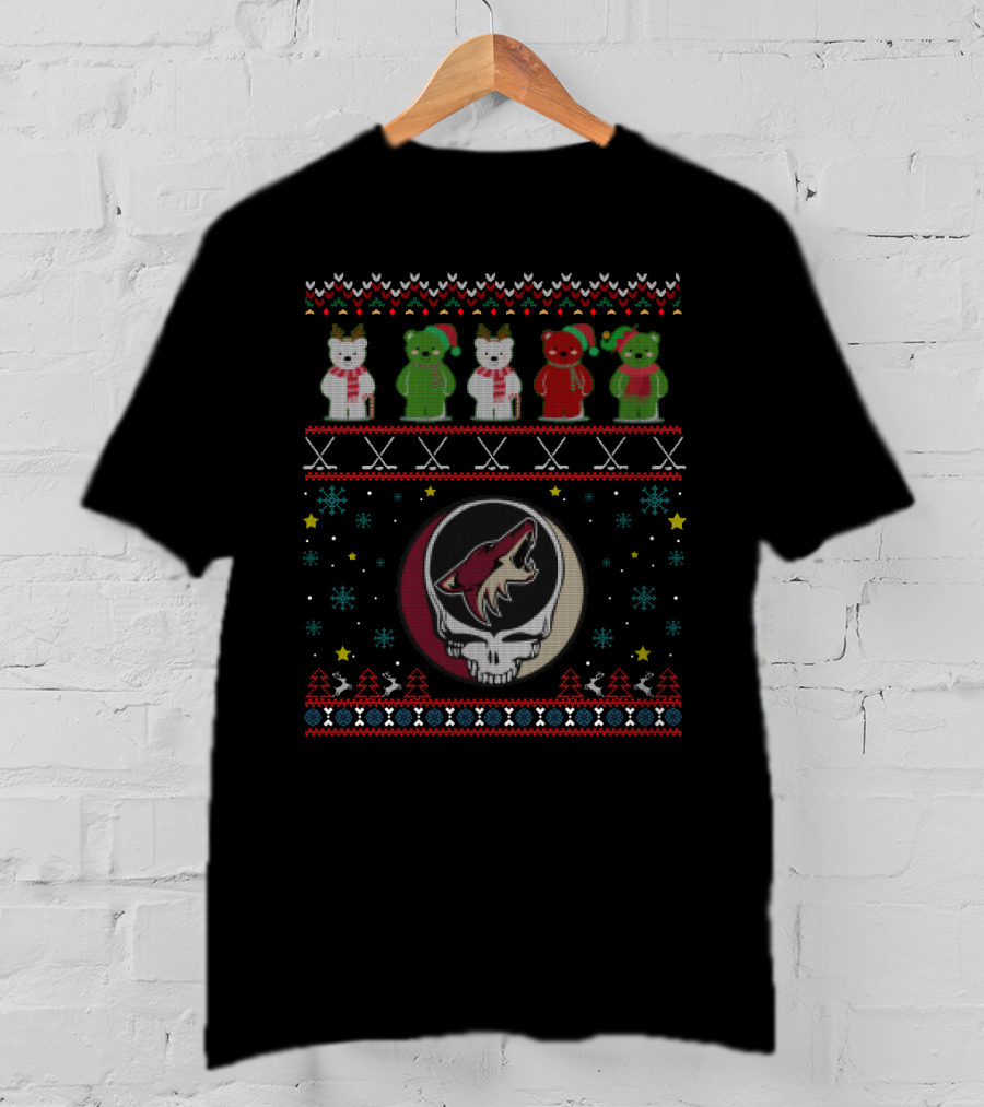Arizona Coyotes Grateful Dead Bears Ugly Christmas T-Shirt