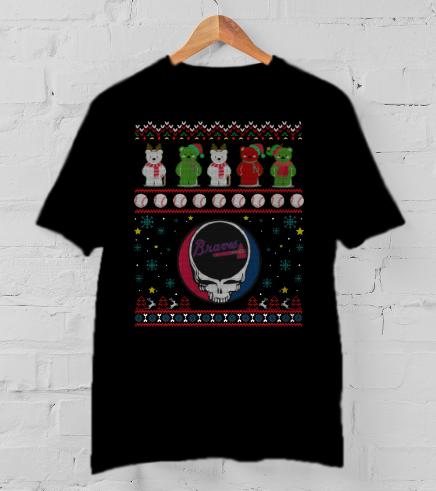 Braves Grateful Dead Bears Baseball Holiday T-Shirt