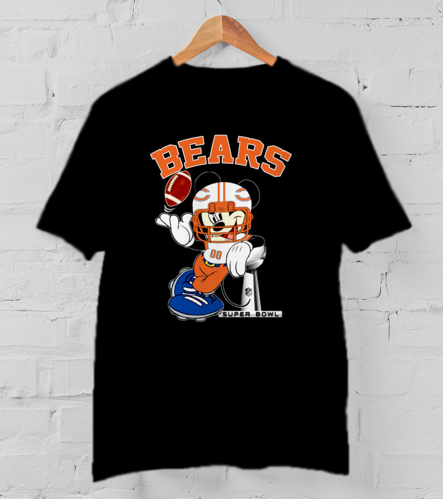 Bears Nfl Mickey Super Bowl Football Character T-Shirt