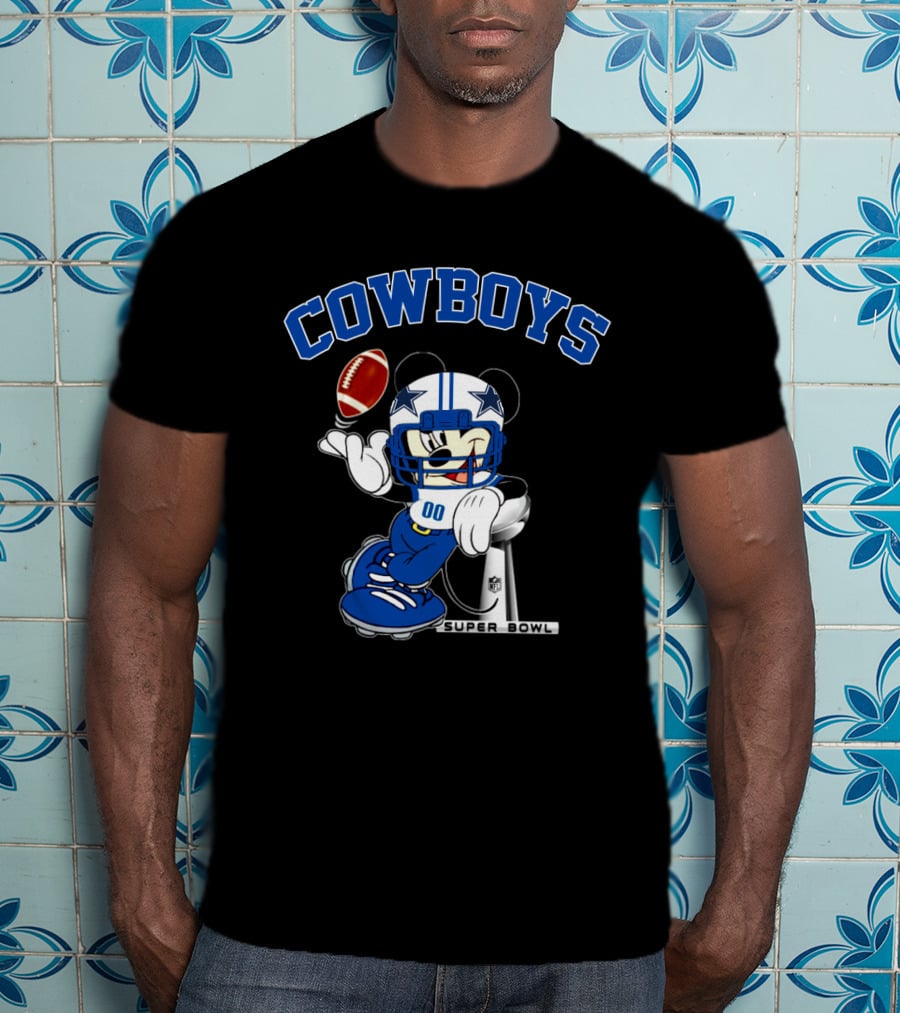 Cowboys Mickey Mouse Nfl Super Bowl Football T-Shirt