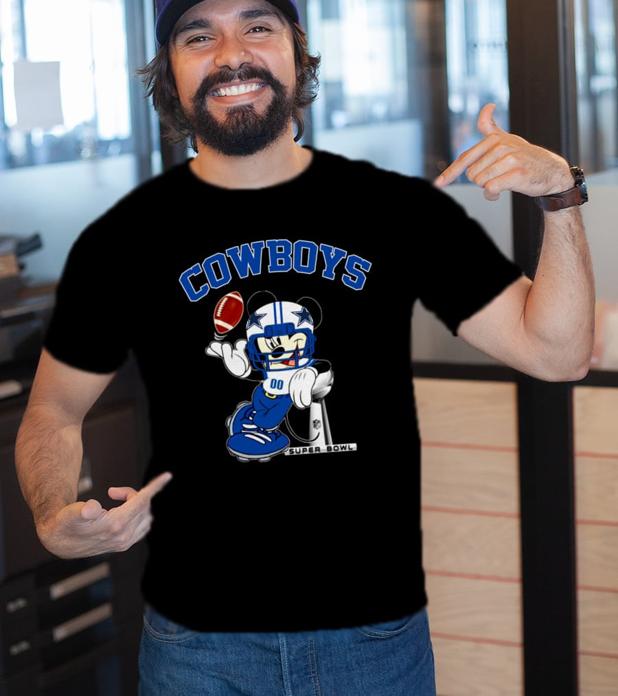 Cowboys Mickey Mouse Nfl Super Bowl Football T-Shirt