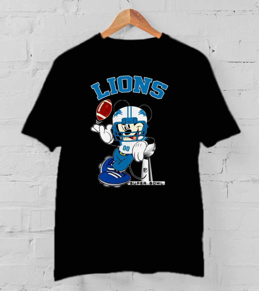 Lions Mickey Nfl Super Bowl Football T-Shirt