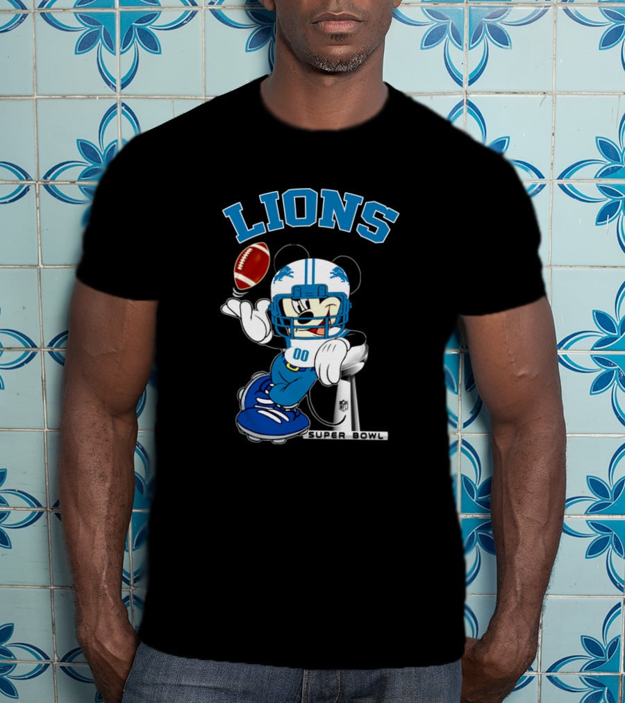 Lions Mickey Nfl Super Bowl Football T-Shirt