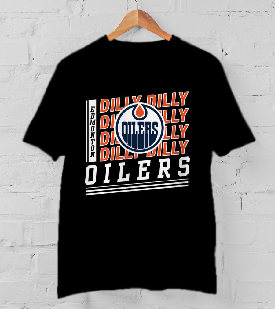 Edmonton Oilers Repeating Dilly Dilly Bold Text With Team T-Shirt
