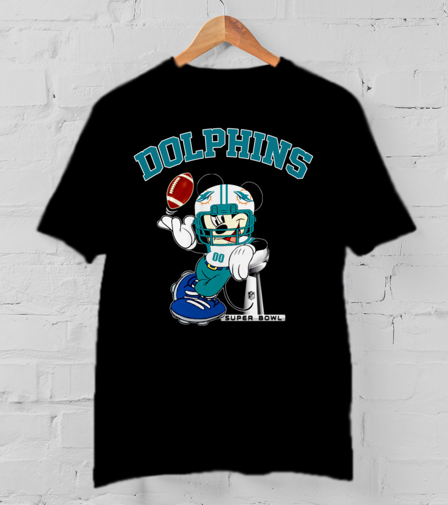 Miami Dolphins Mickey Nfl Super Bowl Football T-Shirt