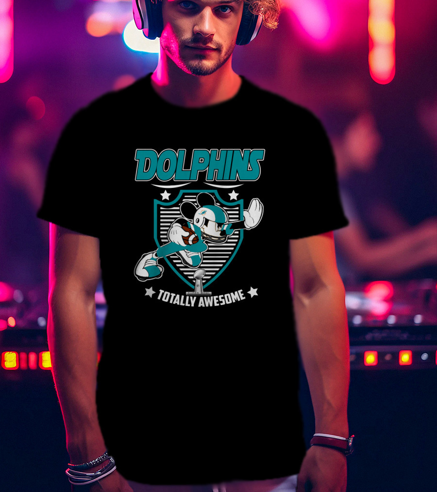 Dolphins Totally Awesome Mickey Football T-Shirt