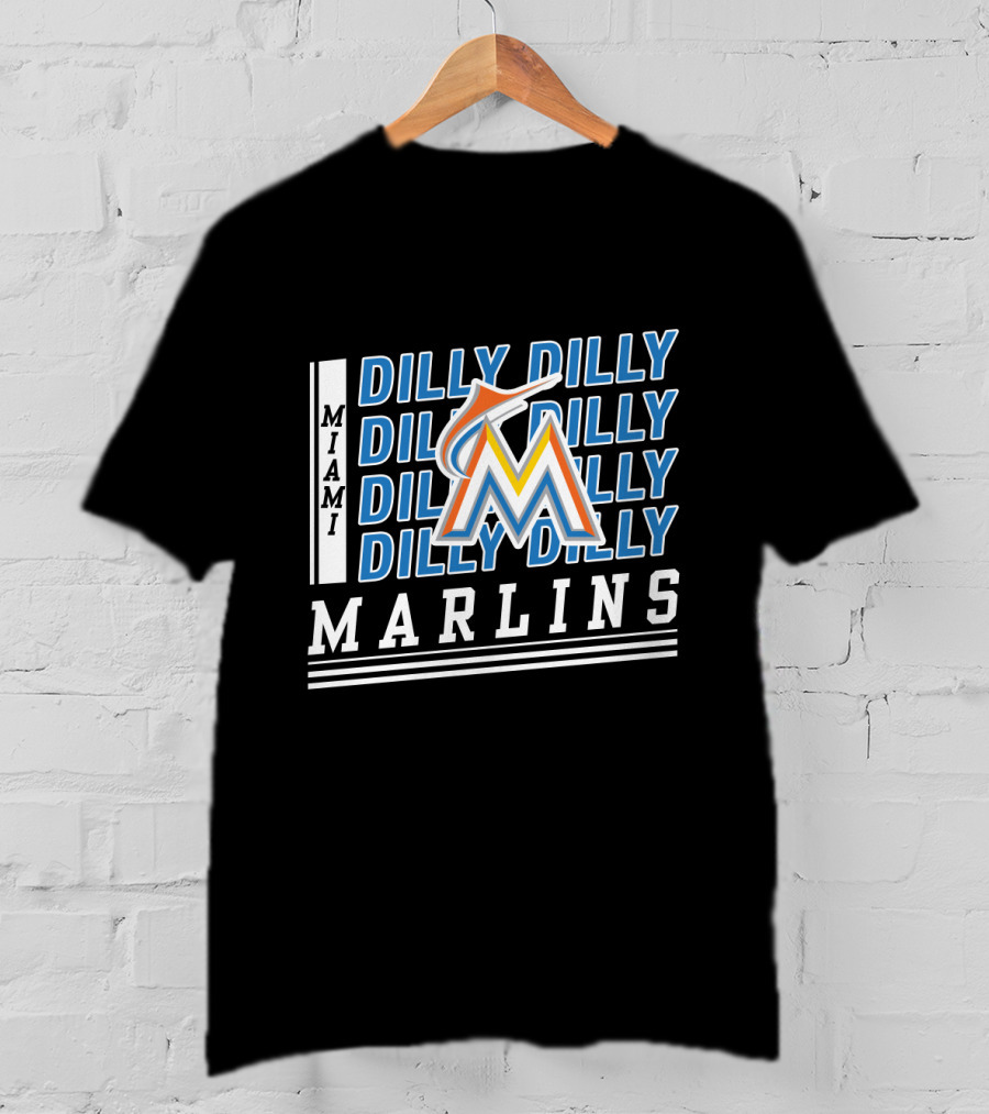 Miami Marlins M Logo Dilly Dilly Baseball Catchphrase T-Shirt