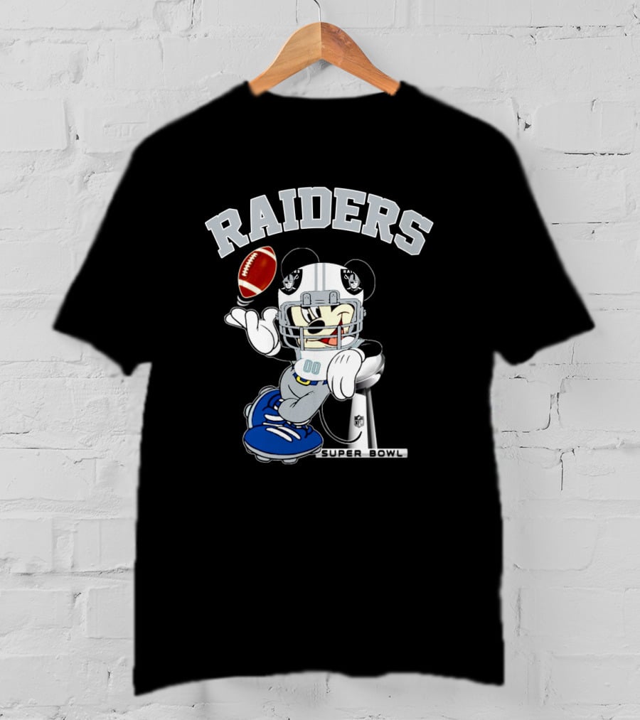 Raiders Mickey Mouse Nfl Super Bowl Football T-Shirt