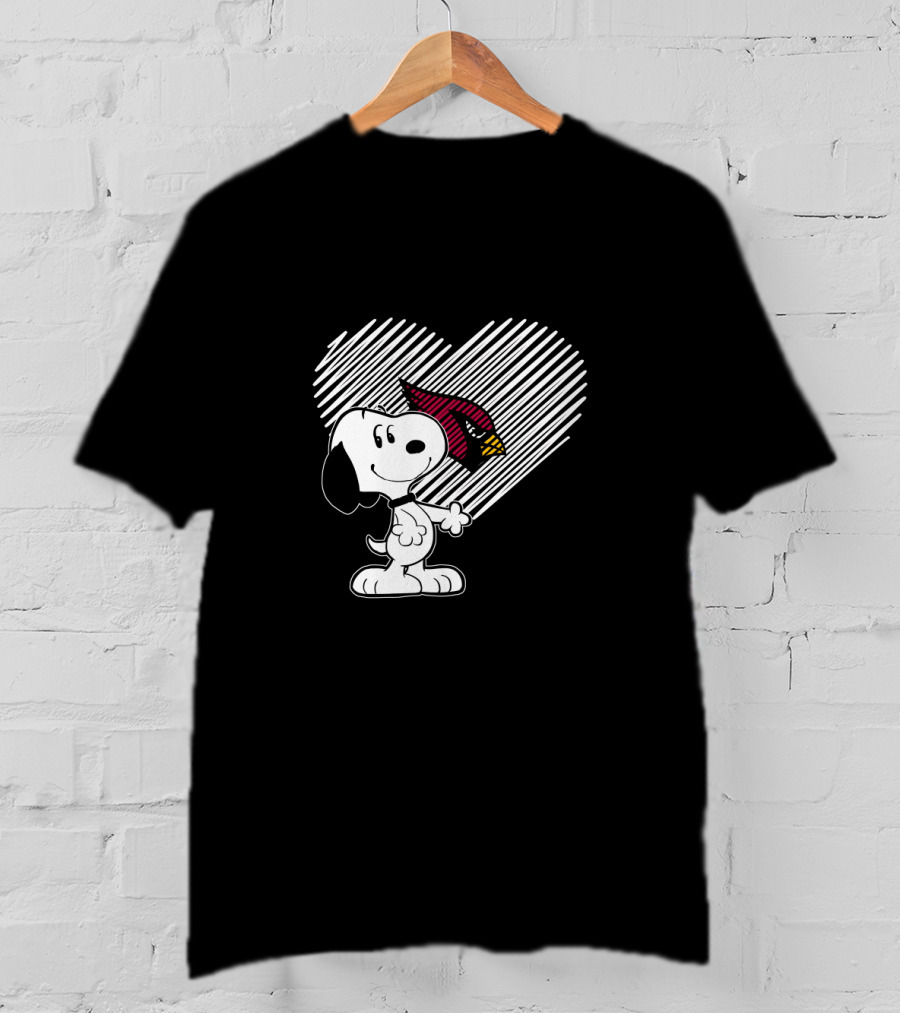 Snoopy Arizona Cardinals Heart For Fans T-Shirt