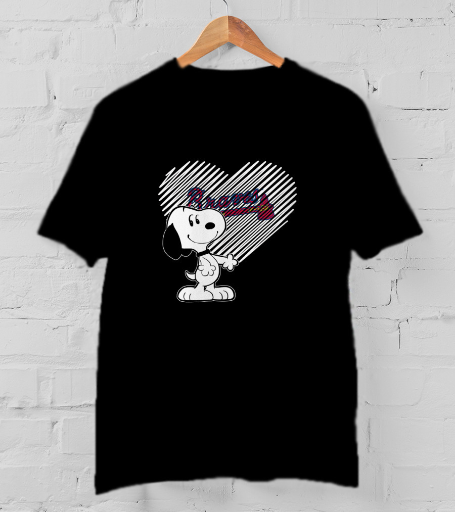 Snoopy Braves Heart Baseball Fan T-Shirt