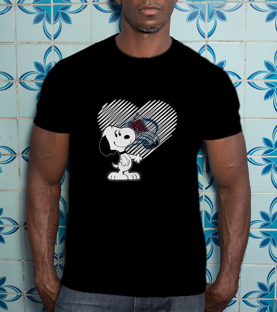 Snoopy Heart Colorado Avalanche Fan Art NHL Collaboration Peanuts T-Shirt