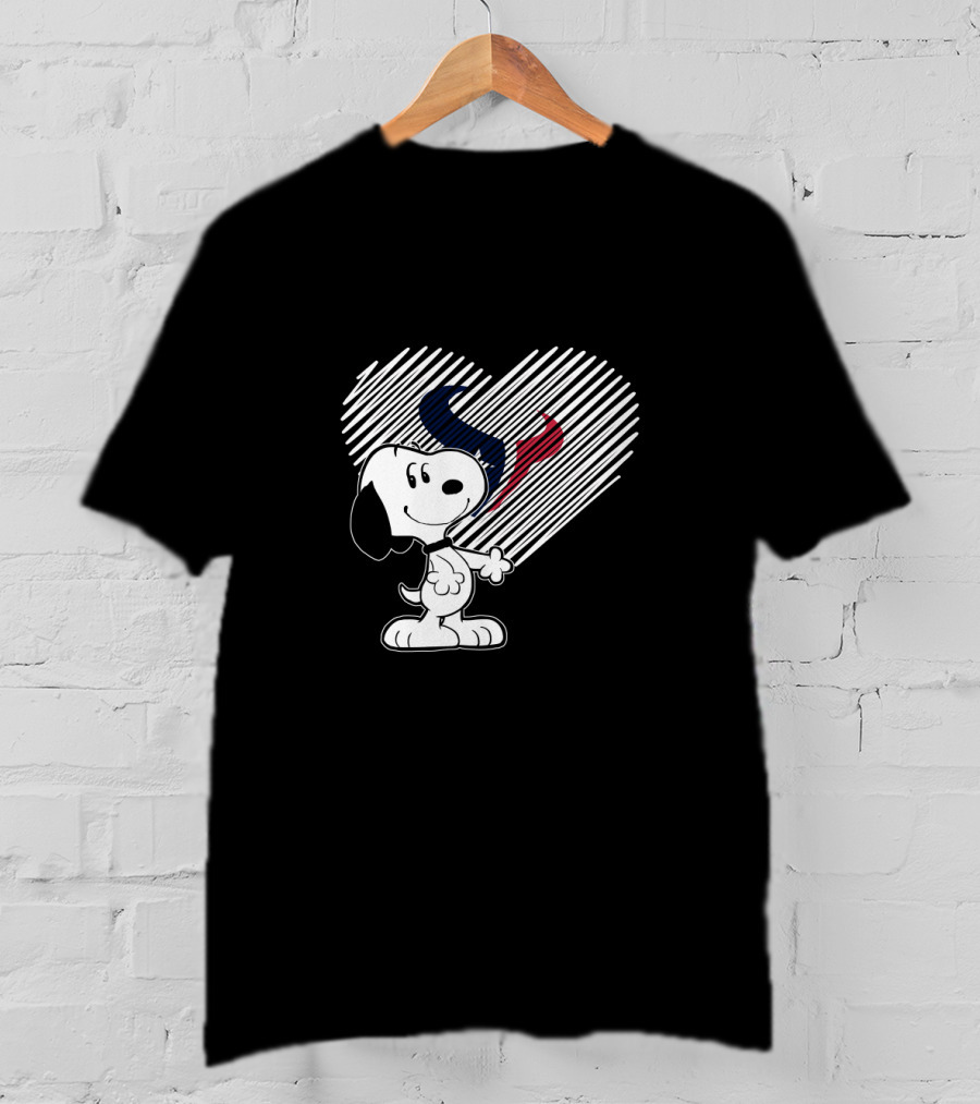 Snoopy Loves Houston Texans Heart Design For Fans T-Shirt