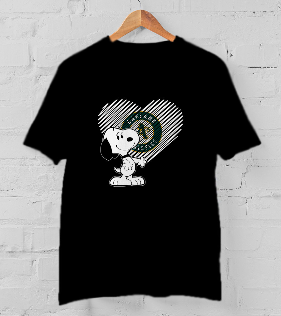 Snoopy Admires Oakland Athletics Heart With Baseball T-Shirt