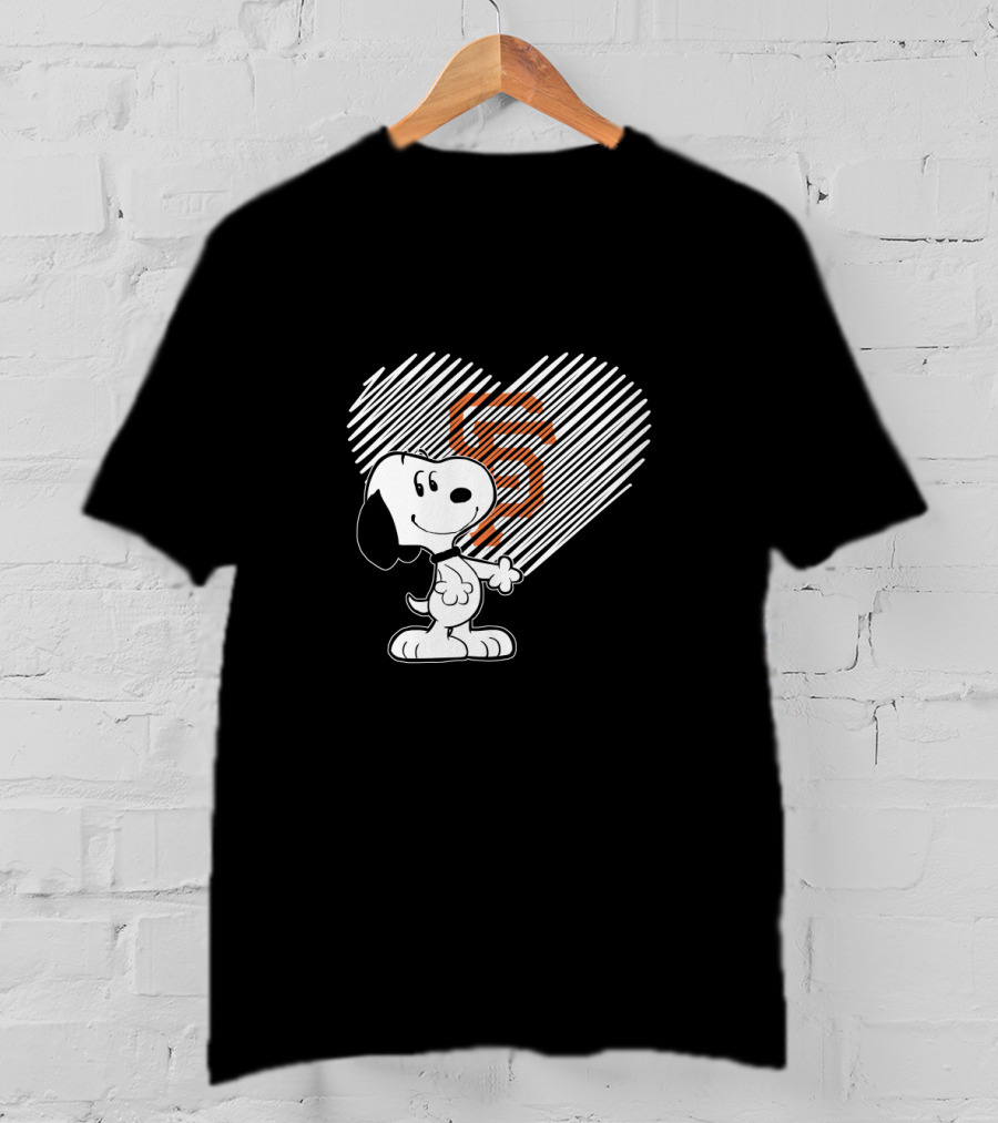 Snoopy Heart San Francisco Giants Fan Emblem T-Shirt