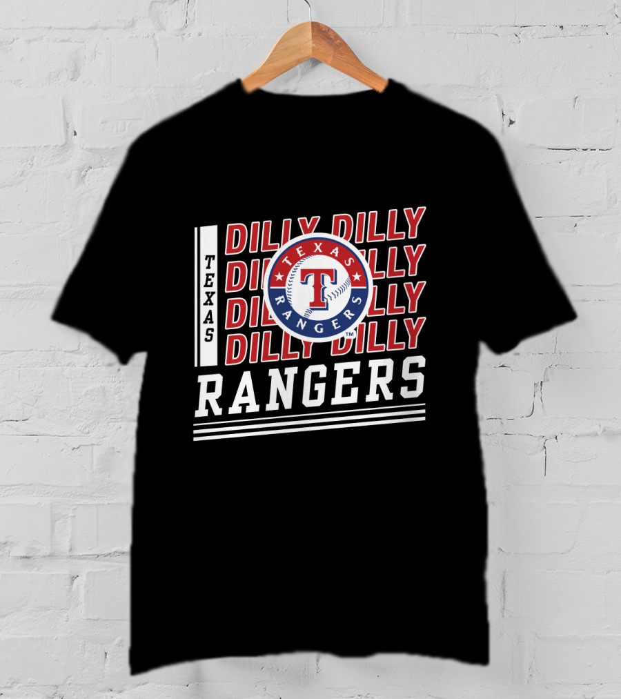Texas Rangers Dilly Dilly Logo Pattern With Baseball T-Shirt