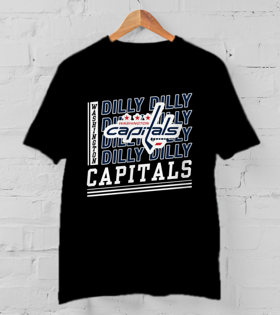 Washington Capitals Dilly Dilly Capitals Logo And Repeating Text T-Shirt