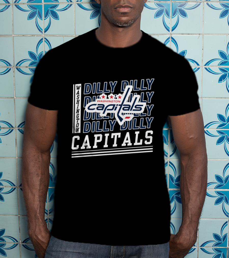 Washington Capitals Dilly Dilly Capitals Logo And Repeating Text T-Shirt