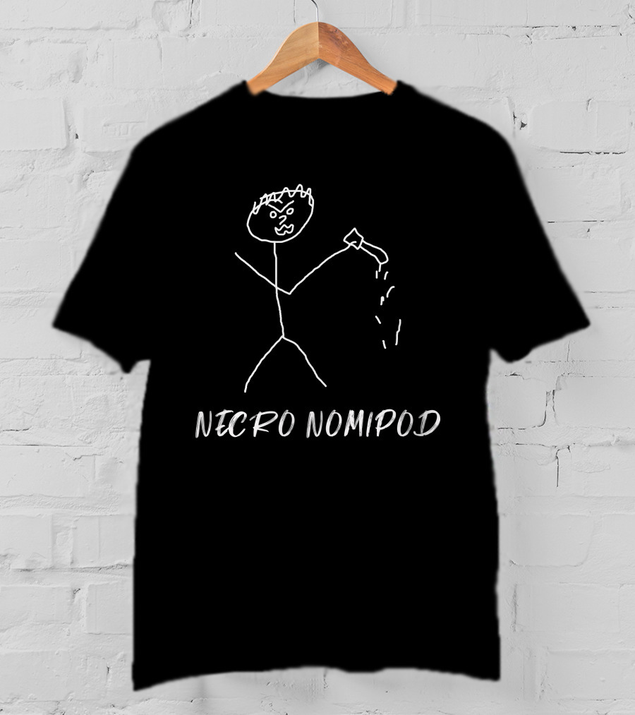 Necro Nomipod Stick Figure With Angry Expression Holding Flask T-Shirt