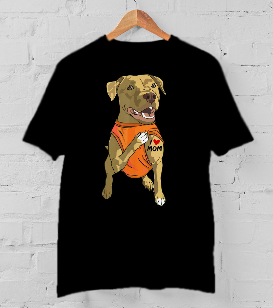 Pit Bull I Love Mom Tattoo T-Shirt