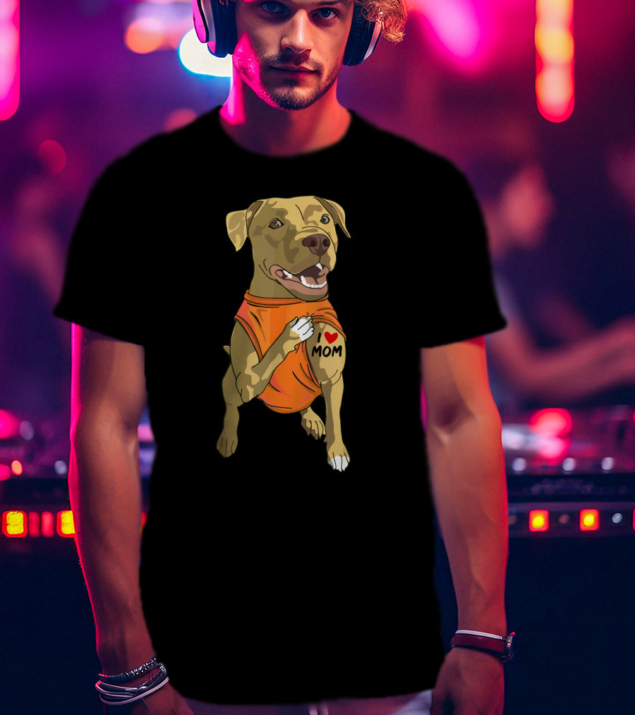 Pit Bull I Love Mom Tattoo T-Shirt